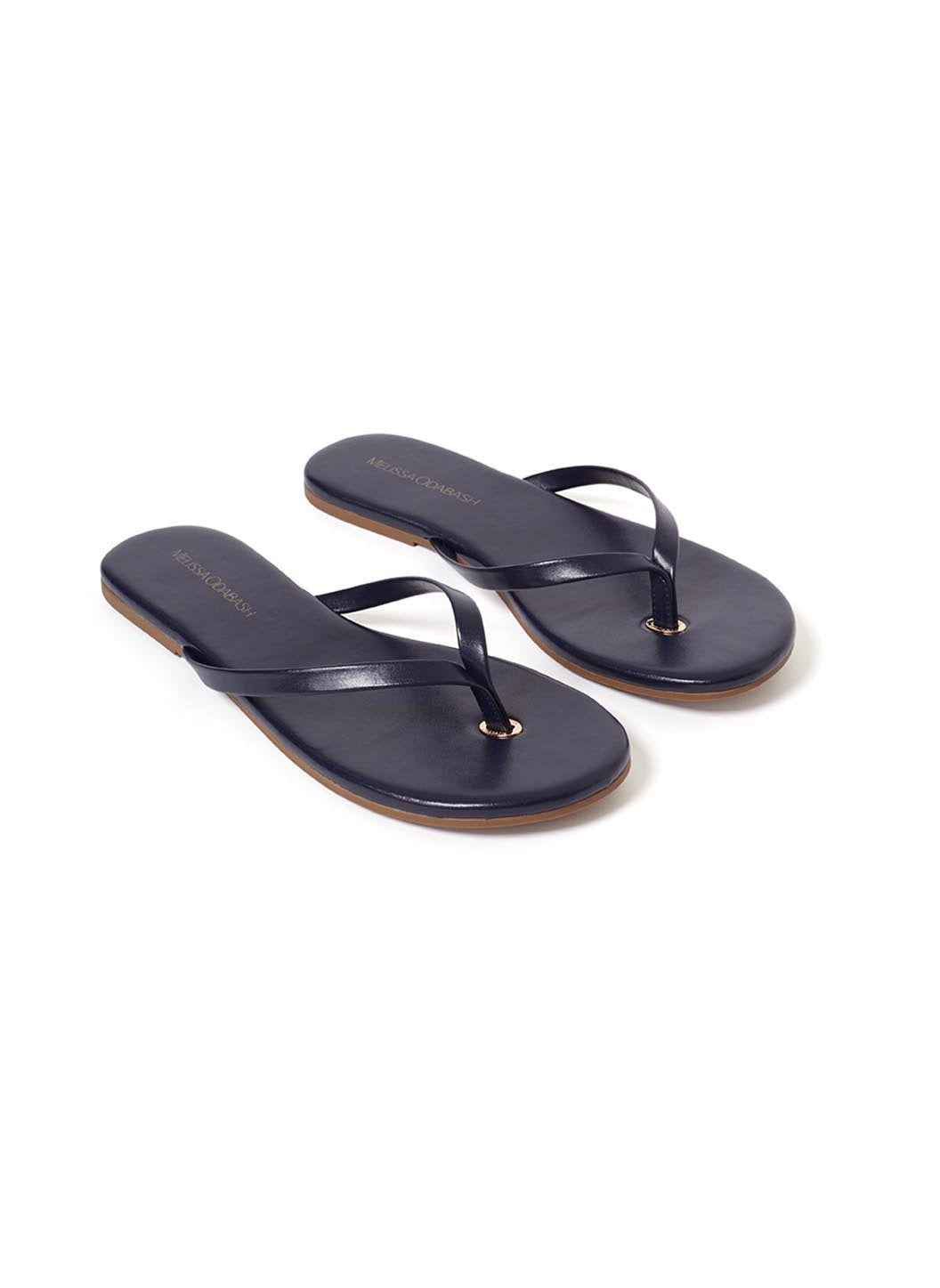 Melissa Odabash Leather Flip Flops in Navy Official Website