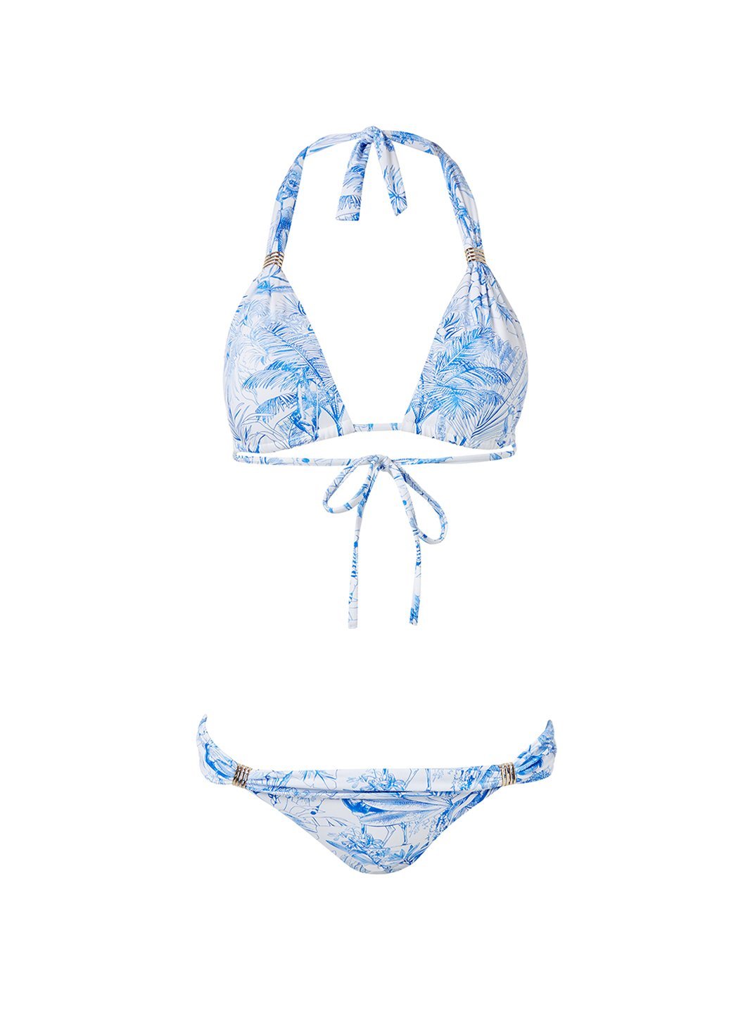 Melissa Odabash Grenada Blue Tropical Bar Trim Halterneck Bikini