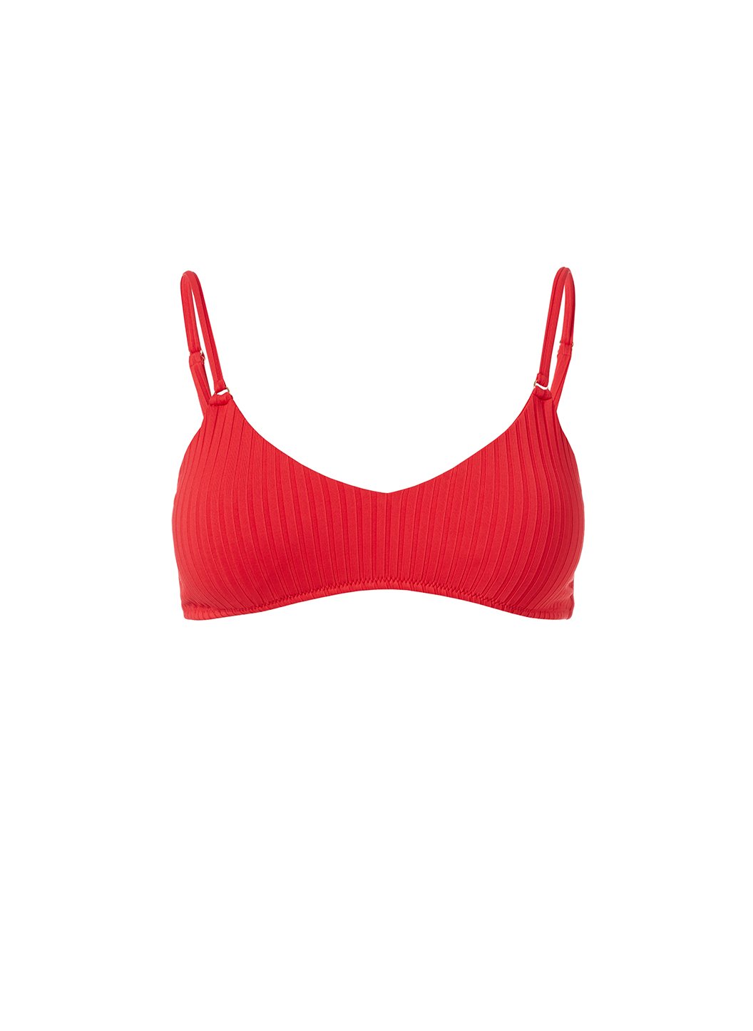 Melissa Odabash Vienna Red Ribbed High Leg Bralette Bikini Top