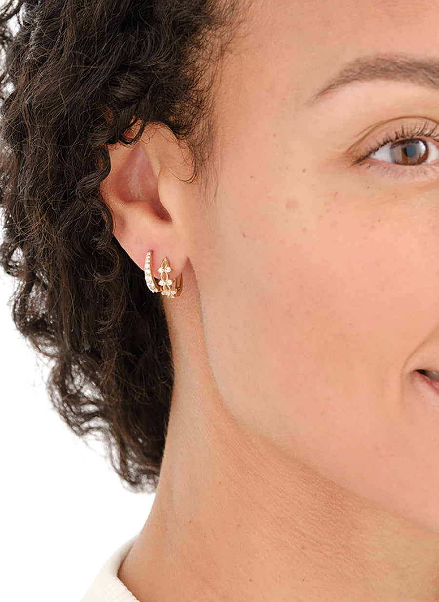 Gold crystal huggy hoops