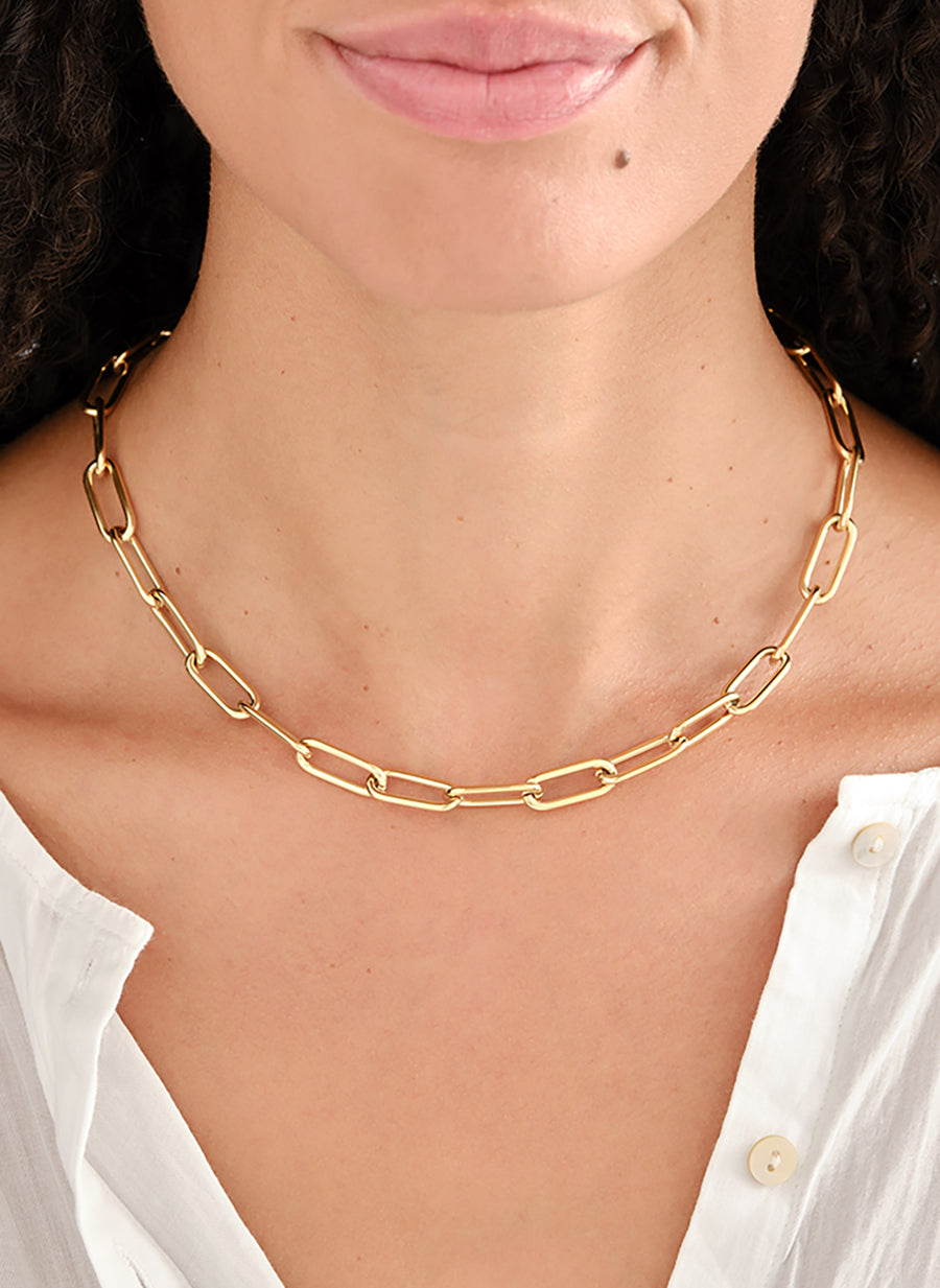 Gold Open Link Chain Necklace