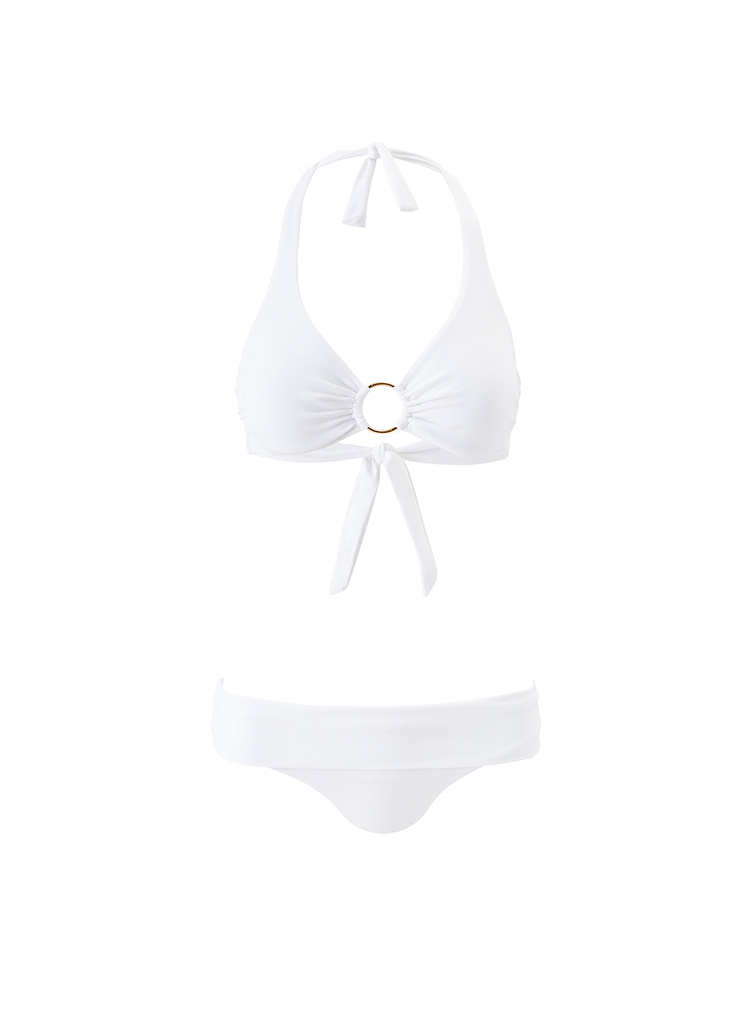 Melissa Odabash Hamptons White Ridges Knot Over The Shoulder Bikini