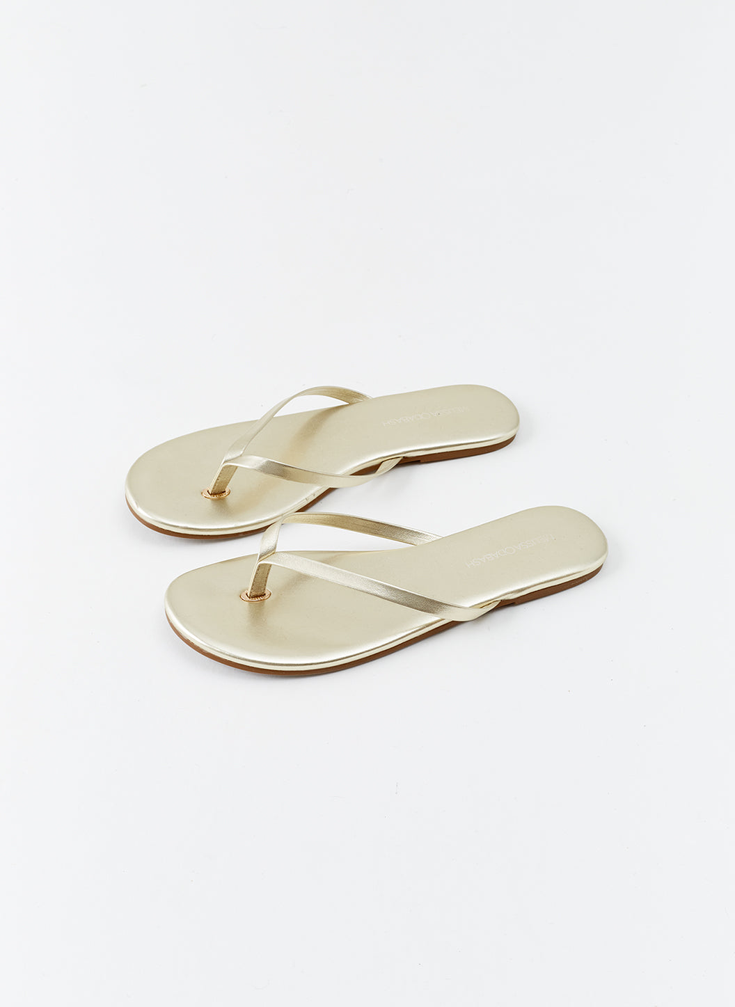 Fashion gold leather flip flop sandals