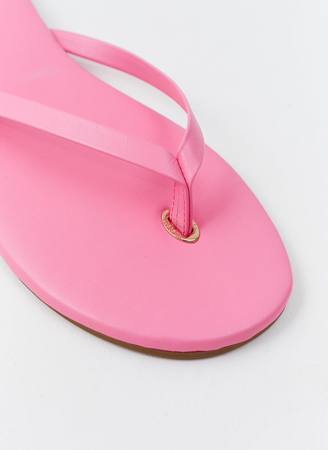 Pink leather flip flops on sale