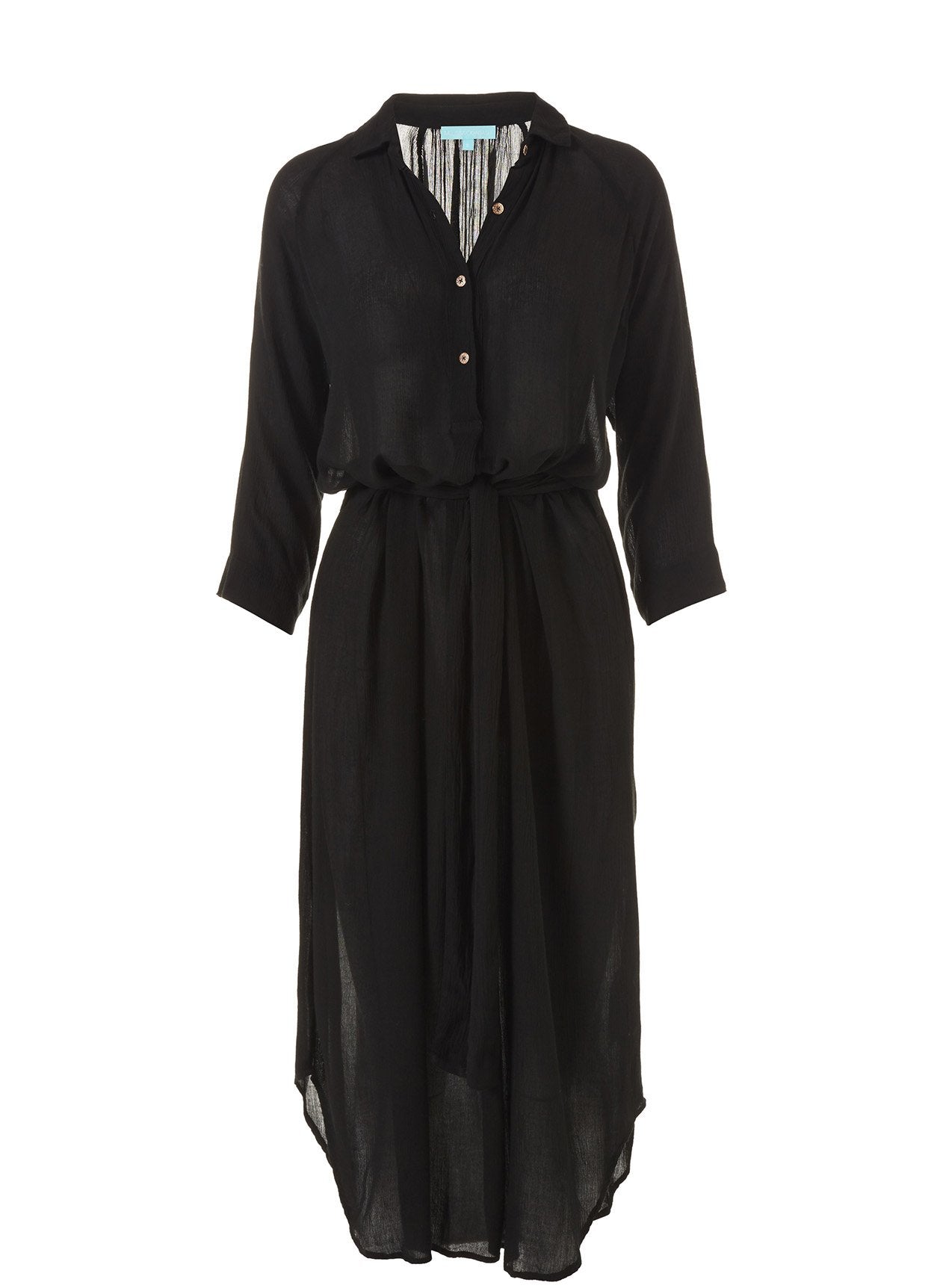 Alesha Black Belted Midi Shirt Dress