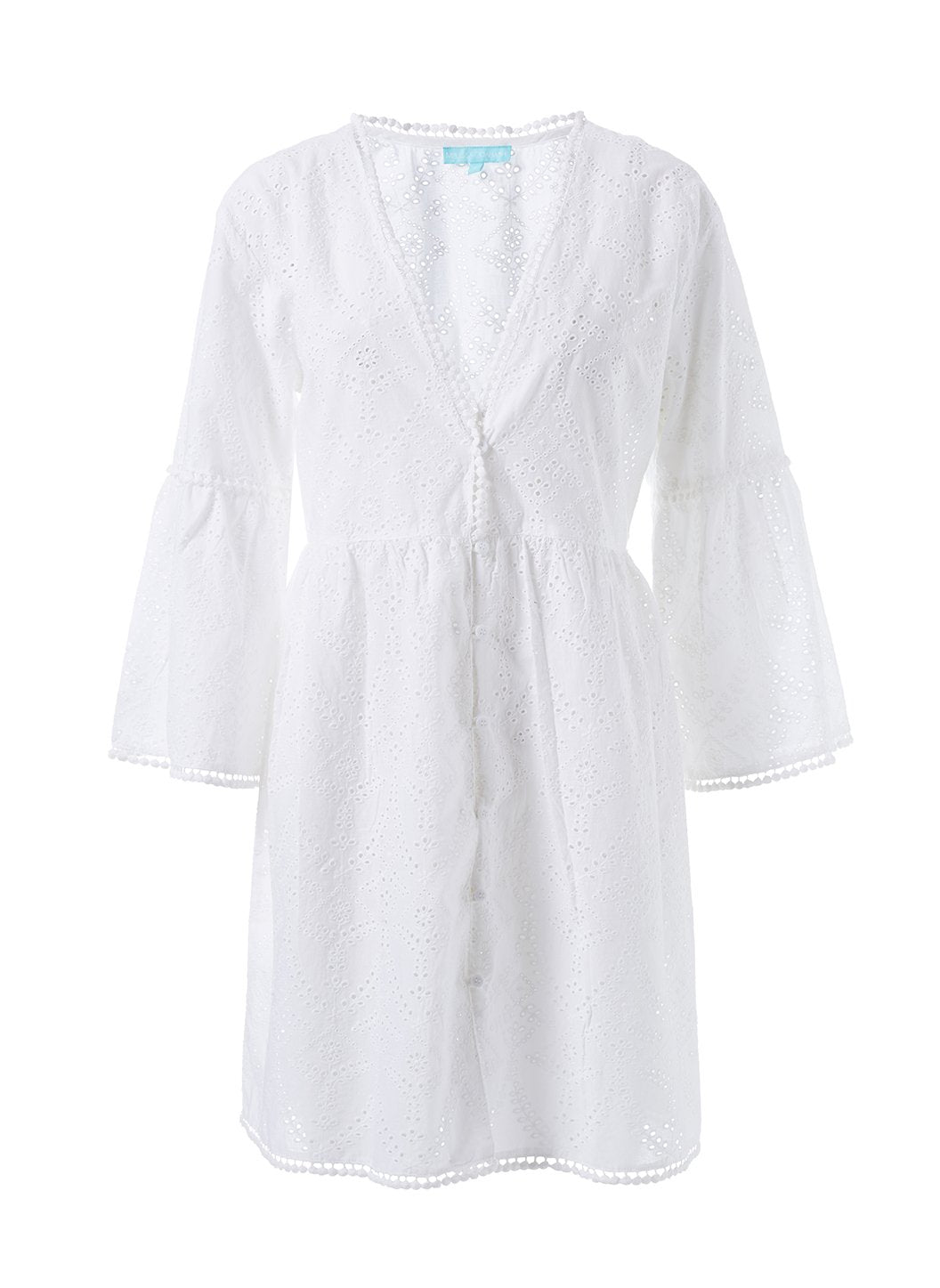 Melissa Odabash Beth White Embroidered Short Kaftan | Official Website