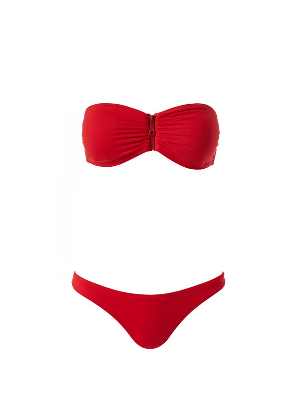 Melissa Odabash Cayman Red Zip Front Bandeau Bikini | Official Website
