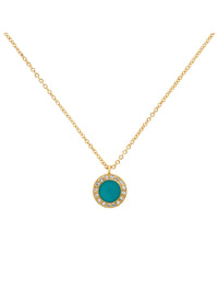 Gold Turquoise Enamel Crystal Pendant Necklace