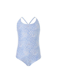 Baby Vicky Blue Paisley/White Reversible Swimsuit