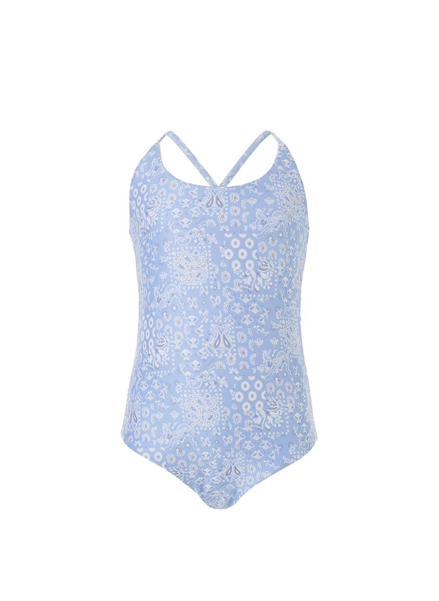 Baby Vicky Blue Paisley/White Reversible Swimsuit