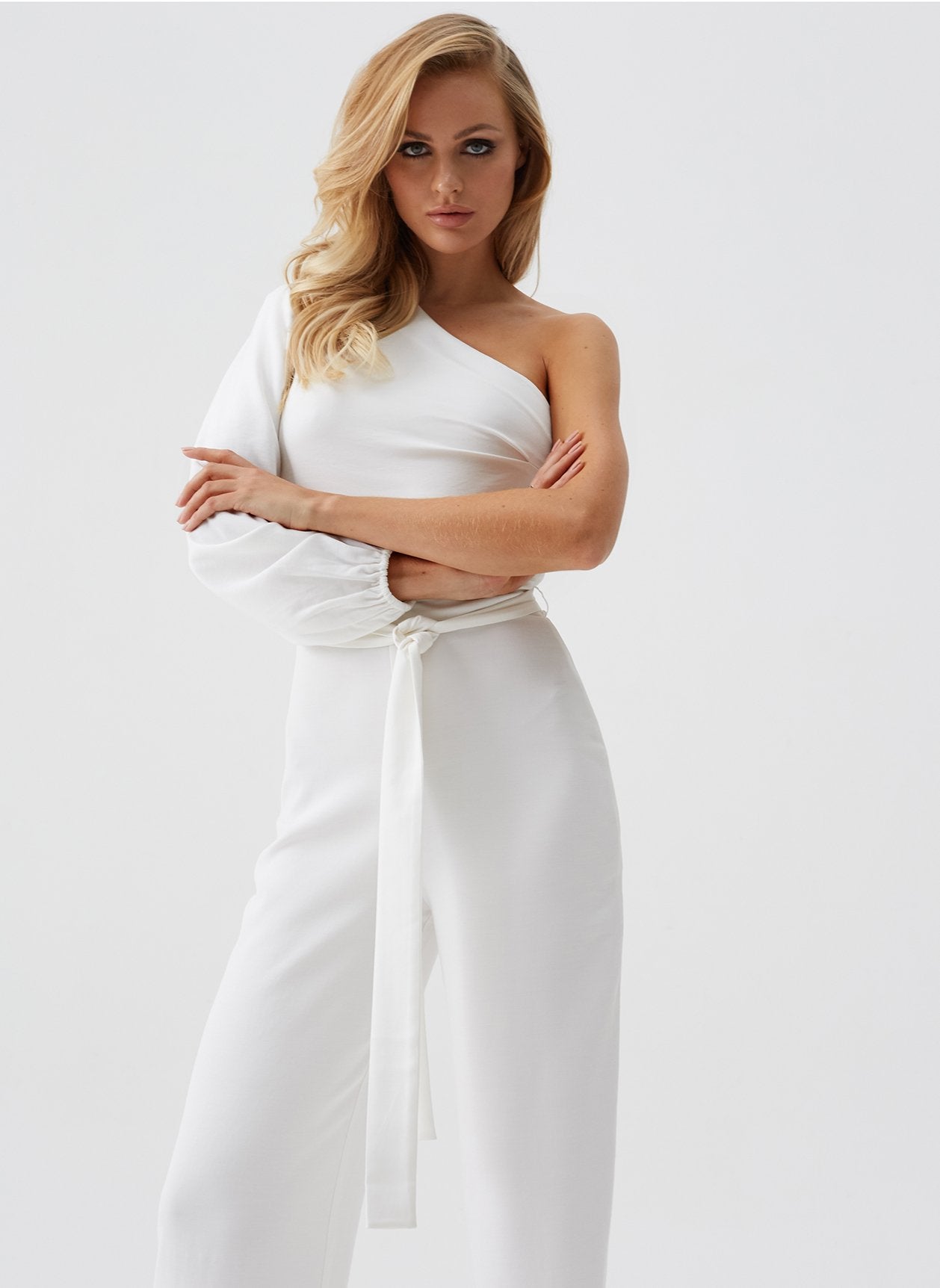 White 2025 asymmetrical jumpsuit