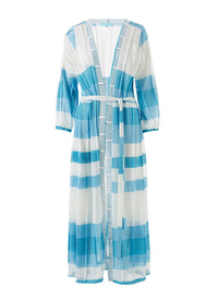 drew blue knit open front long kaftan