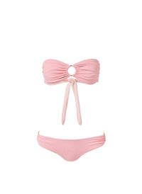 evita blush ribbed ring trim bandeau bikini Cutout