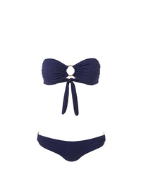 evita navy ribbed ring trim bandeau bikini Cutout