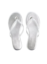 Leather Flip Flops Silver