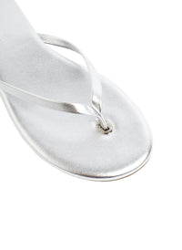 Leather Flip Flops Silver