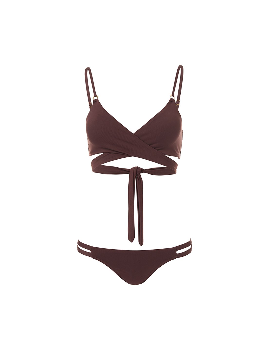 Indonesia Walnut Brown Over The Shoulder Wrap Bikini Melissa Odabash