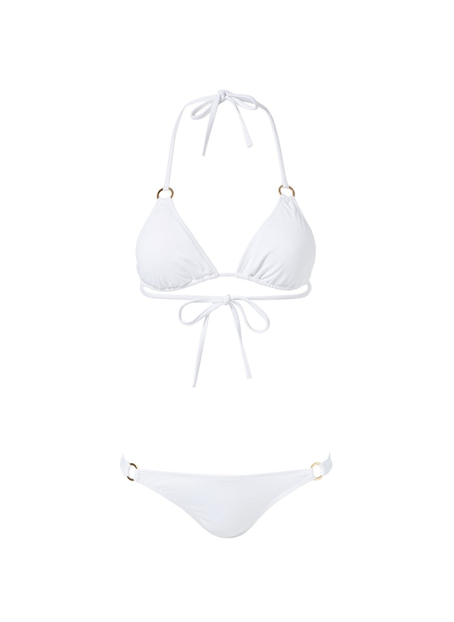 st barths white ring trim triangle bikini Cutout