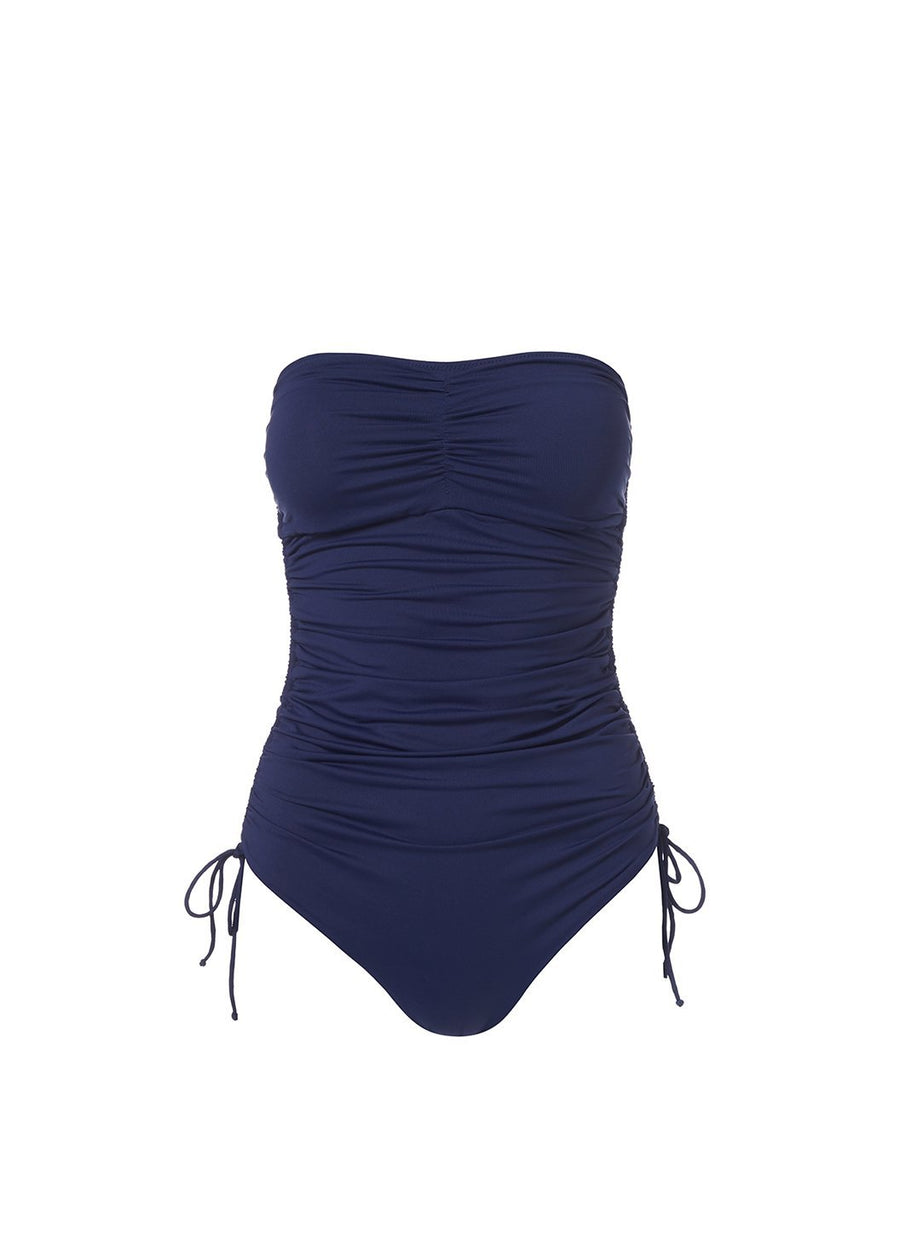 Melissa Odabash Sydney Navy Adjustable Ruched Bandeau Swimsuit ...