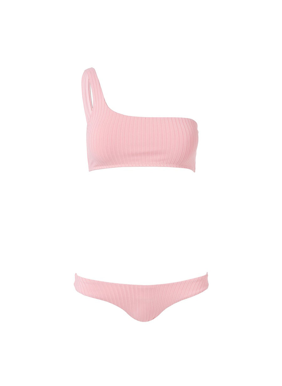 toulouse blush ribbed one shoulder bikini Cutout